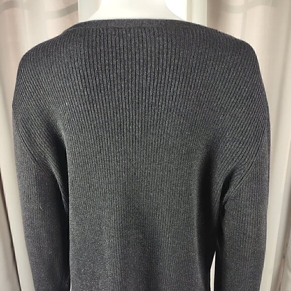 Merona Womens Dark Gray To Black Metallic Button Up Long Sleeve Sweater Size XL - Picture 4 of 10